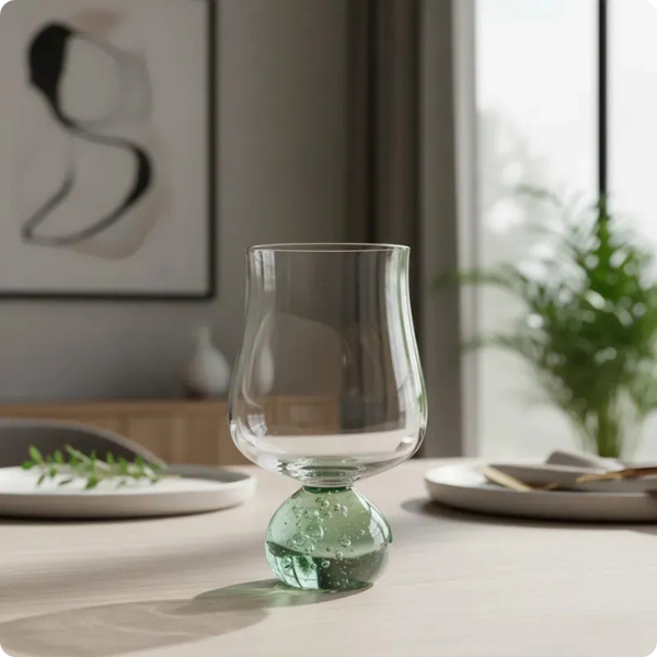 gi0049 conjunto de 6 copos em vidro base esfera verde 440ml btc ambiental 2