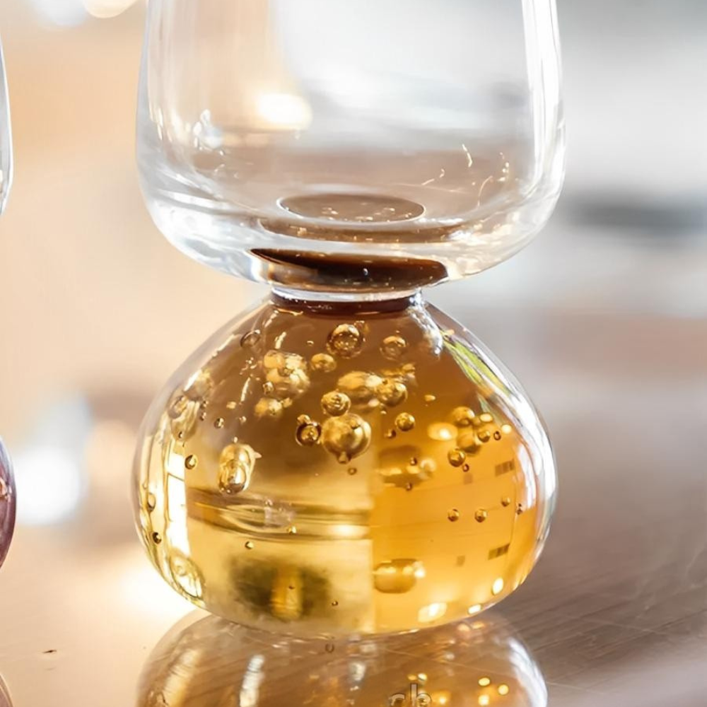 conjunto 6 tacas de champanhe vidro base esfera ambar 240ml btc 2