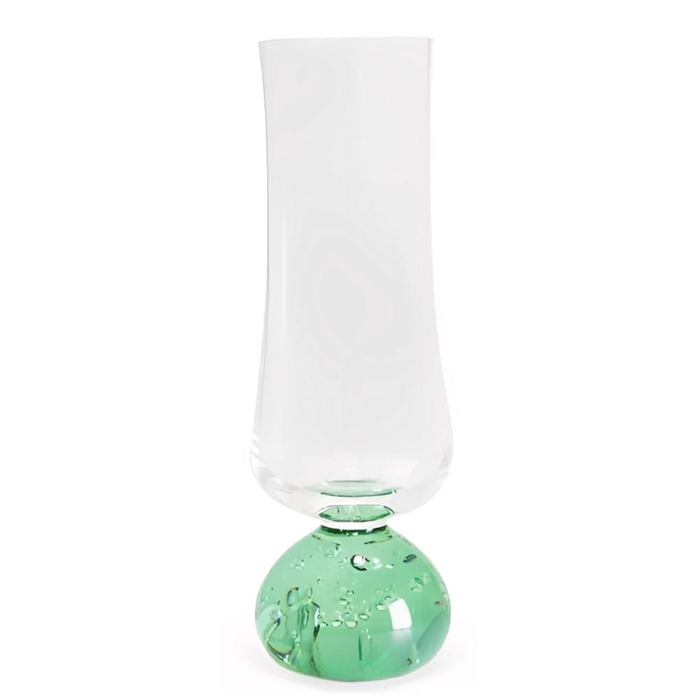 conjunto 6 tacas de champanhe vidro base esfera verde 240ml btc