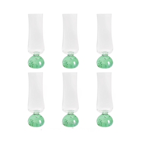 conjunto 6 tacas de champanhe vidro base esfera verde 240ml btc 3