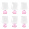 conjunto 6 copos de vidro base esfera rosa 440ml 15cm btc 2