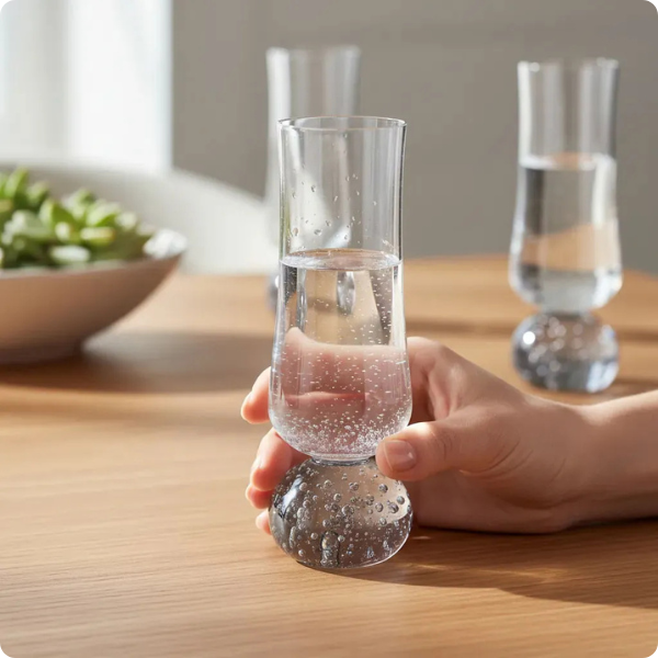 gi0055 conjunto de 6 tacas de champagne em vidro base esfera fume 240ml btc ambiental