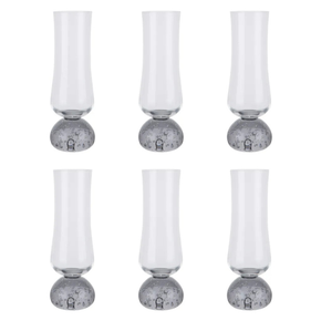 gi0055 conjunto de 6 tacas de champagne em vidro base esfera fume 240ml btc