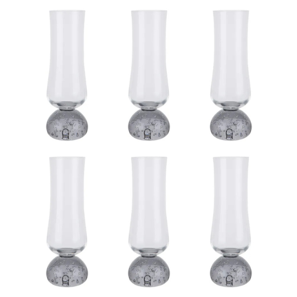 gi0055 conjunto de 6 tacas de champagne em vidro base esfera fume 240ml btc