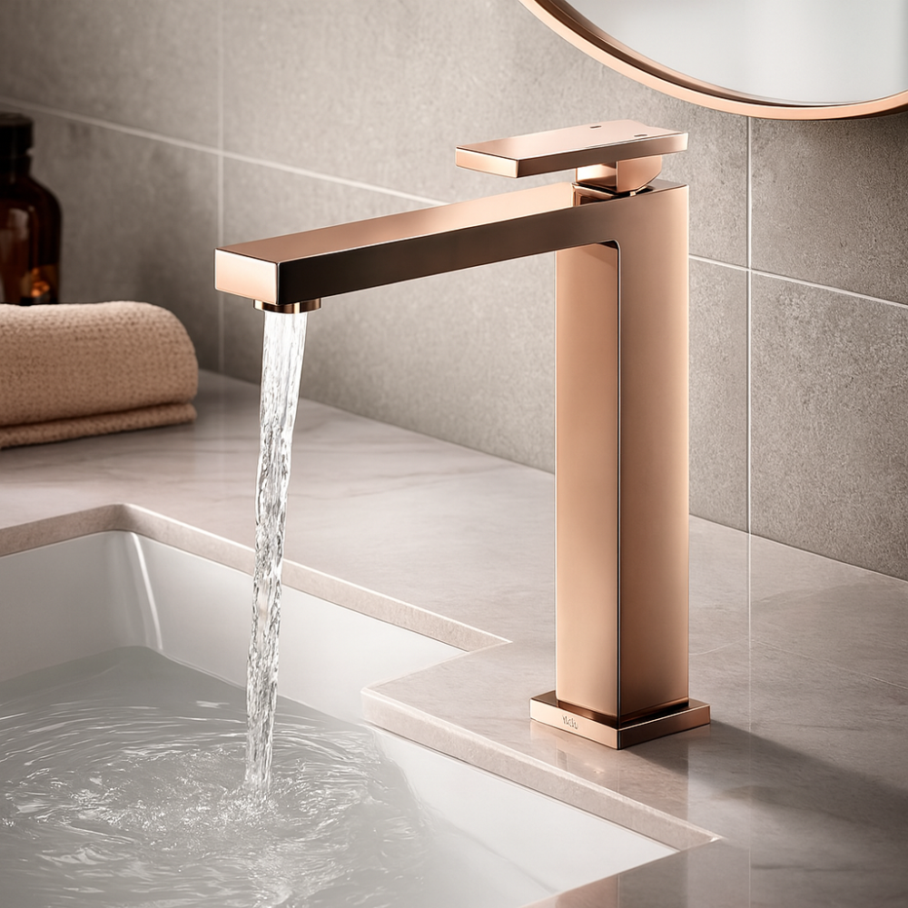 monocomando para banheiro bica alta new edge cobre polido docol 3