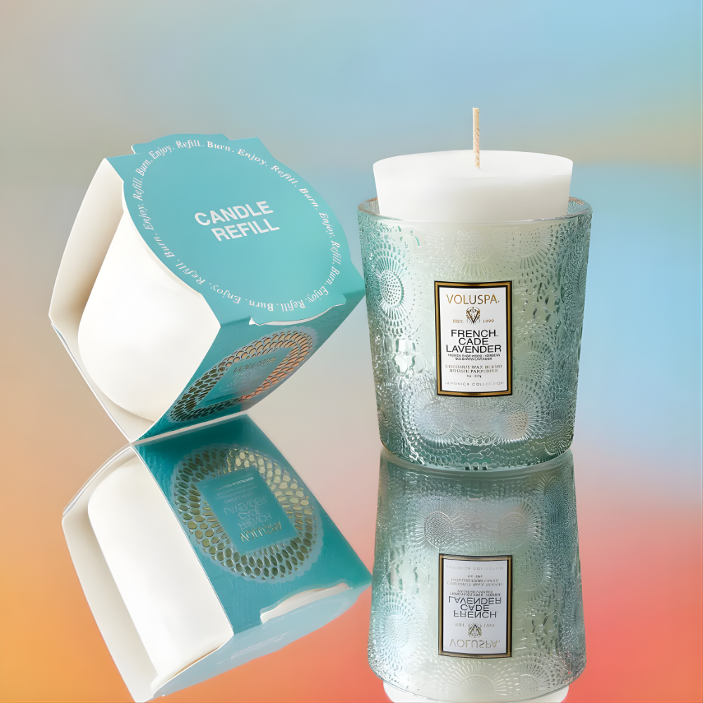 refil vela copo vidro classico french cade lavender 60 horas voluspa 3