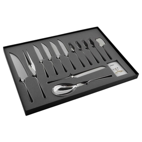 r06740 jogo de 13 pecas para churrasco em aco inox cassino riva caixa