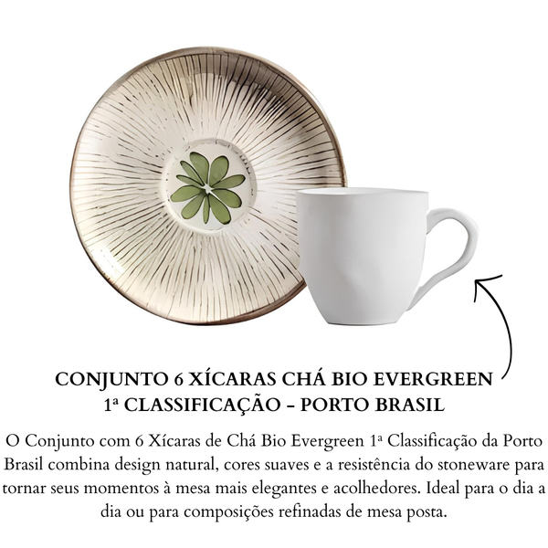 Xícara De Chá Com Pires Bio Evergreen 170Ml Porto Brasil