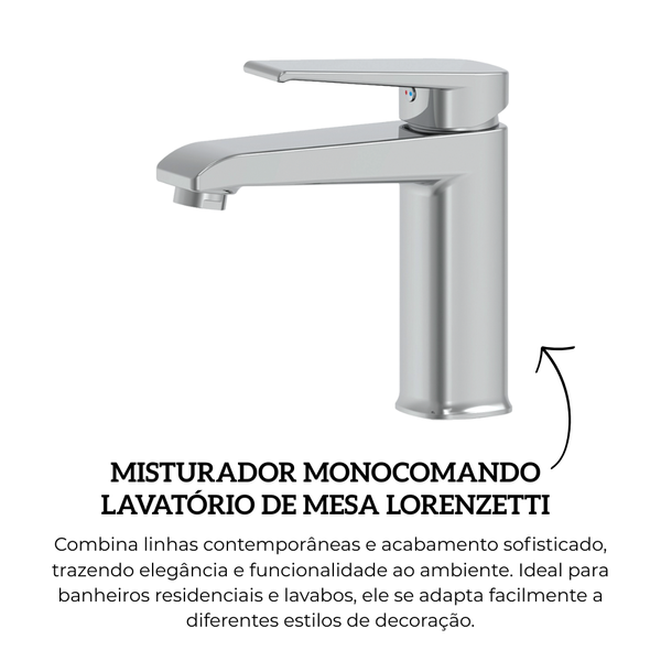 misturador monocomando lavatorio de mesa lorenzetti 1