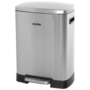 6356050003 lixeira retangular em aco inox cinza 50l vonder