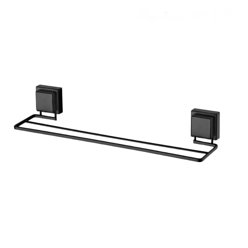 toalheiro duplo 45 cm preto fosco com adesivo future