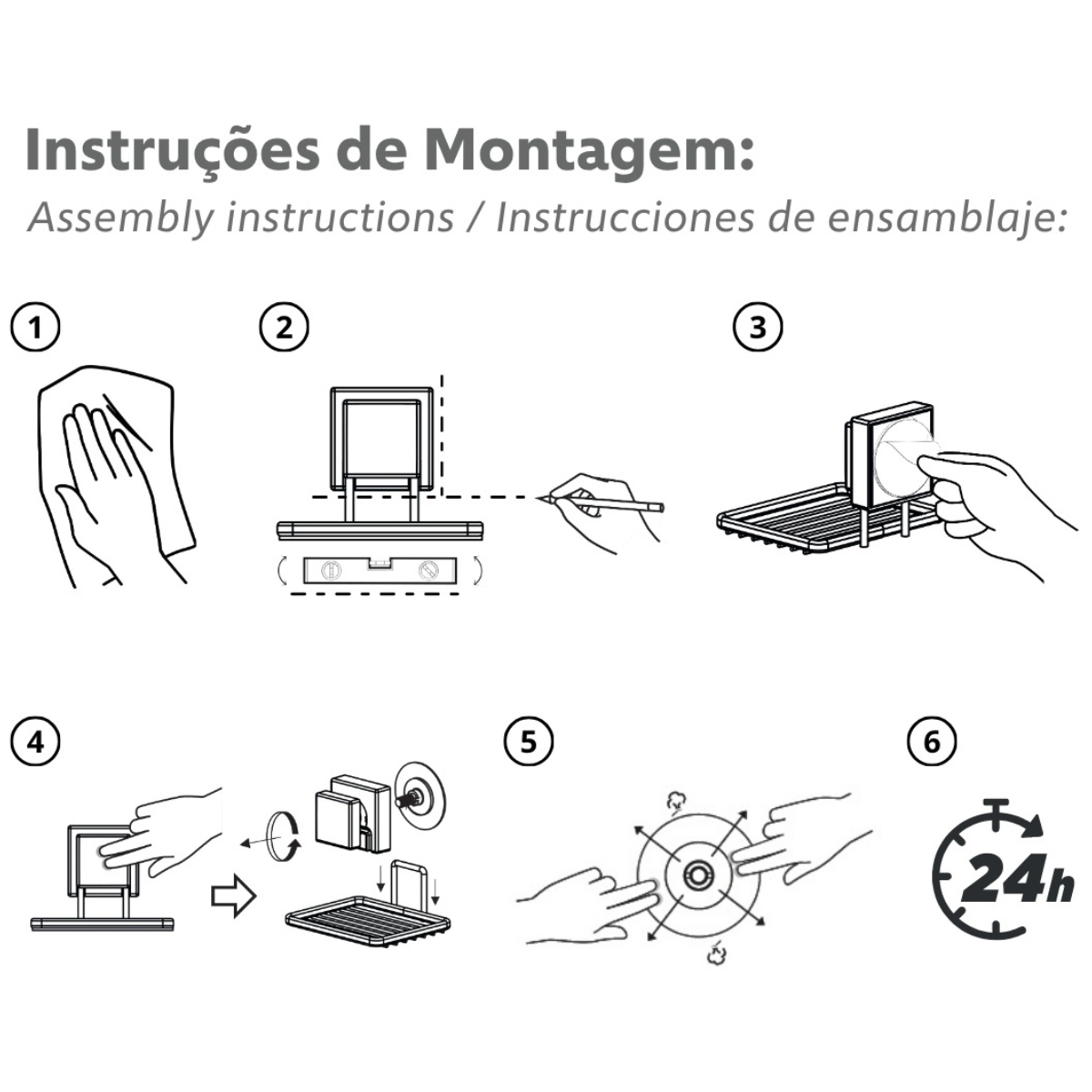 102pt suporte para papel higienico com adesivo preto fosco facile mix future montagem