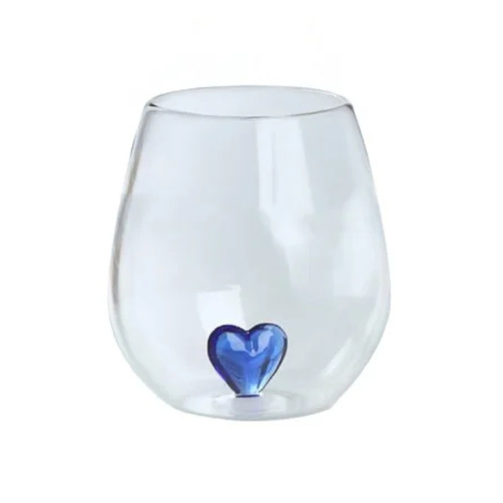 copo vidro coracao azul 450 ml ribeiro e pavani