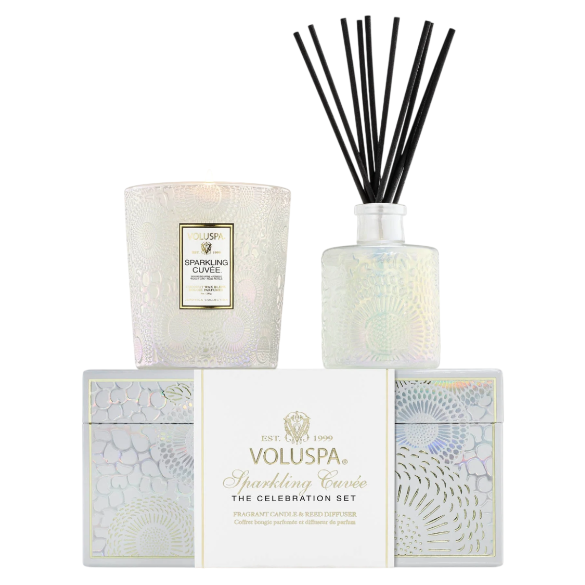 74902 kit vela em copo classic 60h e difusor de ambiente sparkling cuvee celebration 100ml voluspa