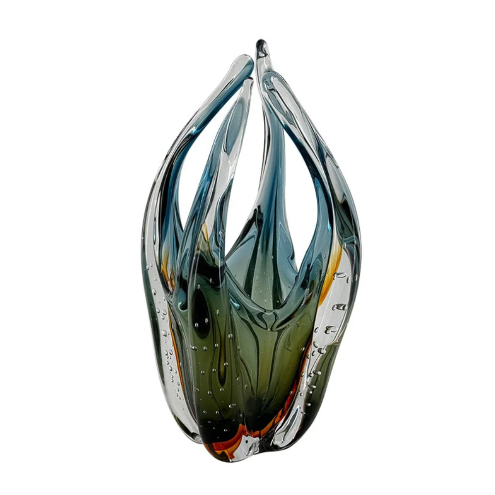 vaso de vidro verde estilo murano od0195 btc