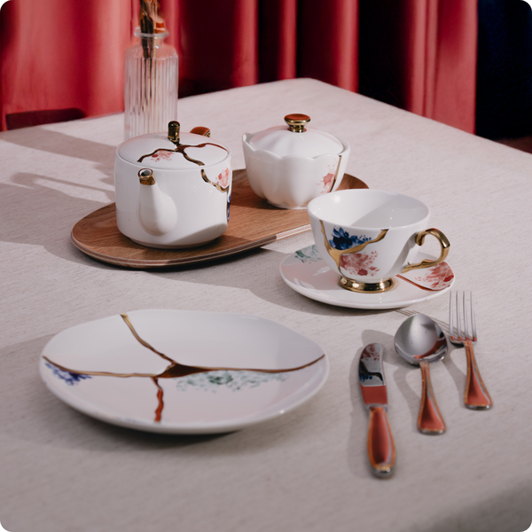 Jogo Para Chá 8 Peças Em New Bone China Branco Kintsu L'Hermitage
