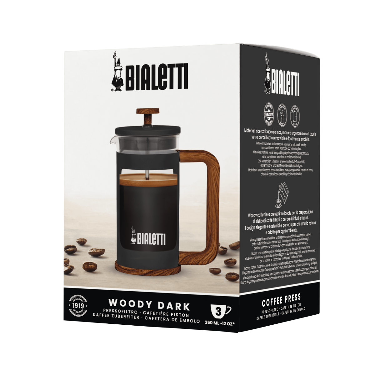 10401201 cafeteira french press woody preto 350ml bialetti embalagem