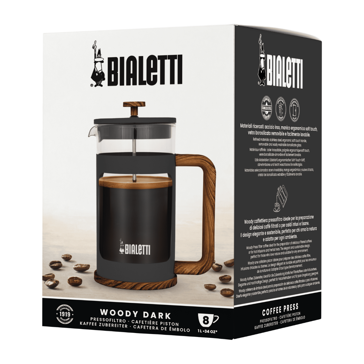 10401202 cafeteira french press woody preto 1l bialetti embalagem