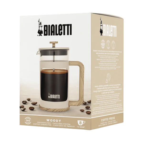 Cafeteira French Press Woody Bege 1L Bialetti