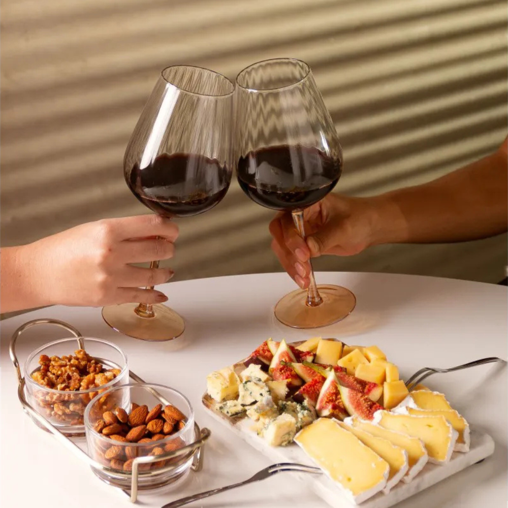 conjunto 02 tacas para vinho de vidro 560ml com haste ambar classic wolff 2