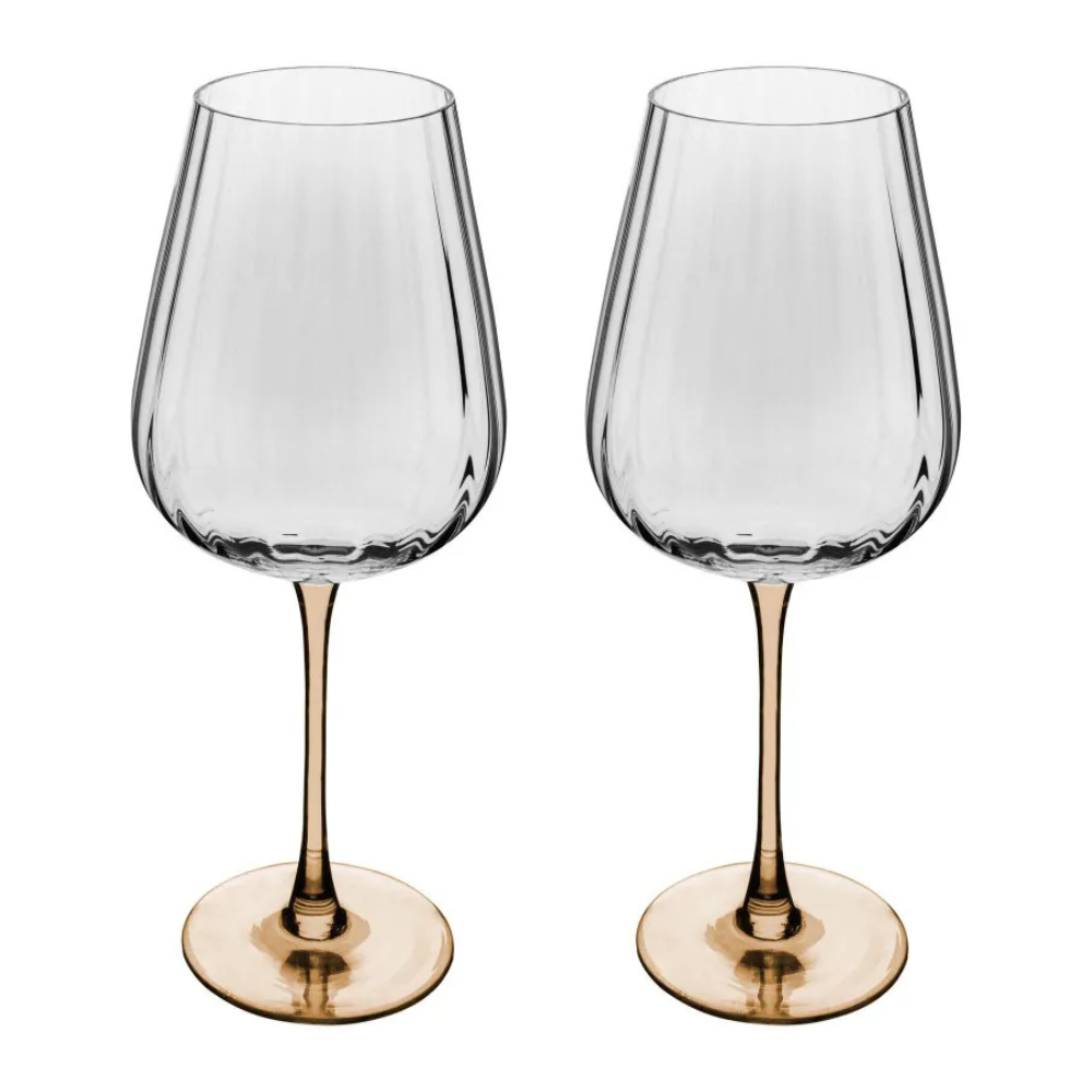 conjunto 02 tacas para vinho de vidro 560ml com haste ambar classic wolff