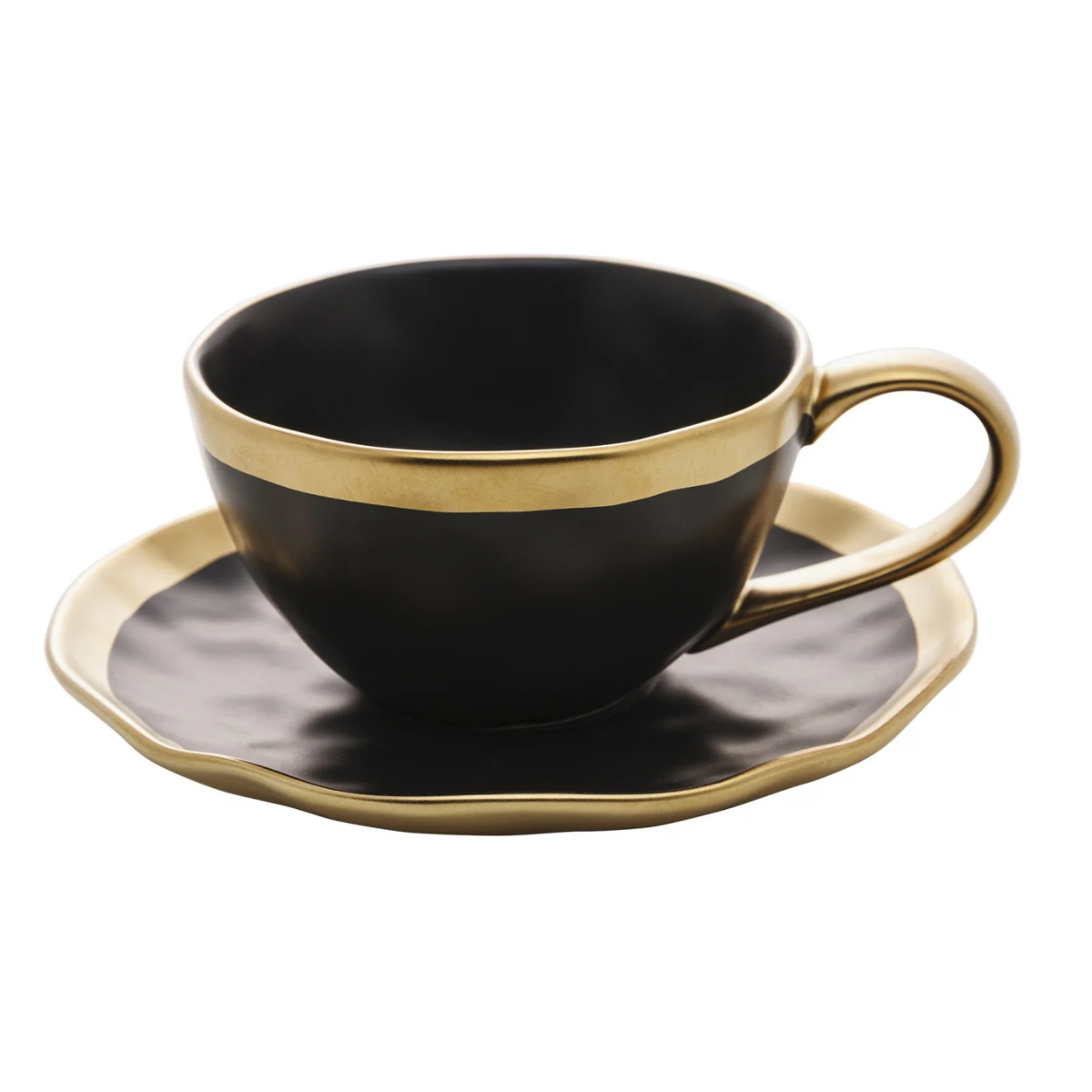 18074 xicara de cha de porcelana preto e dourado 200ml dubai wolff