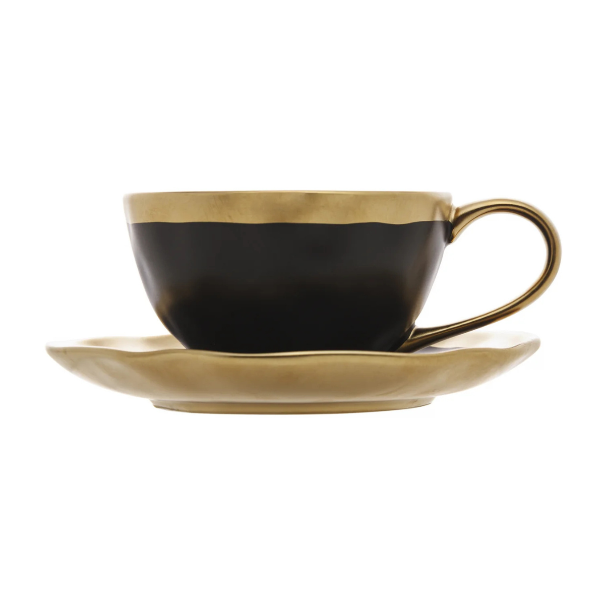 18074 xicara de cha de porcelana preto e dourado 200ml dubai wolff delado