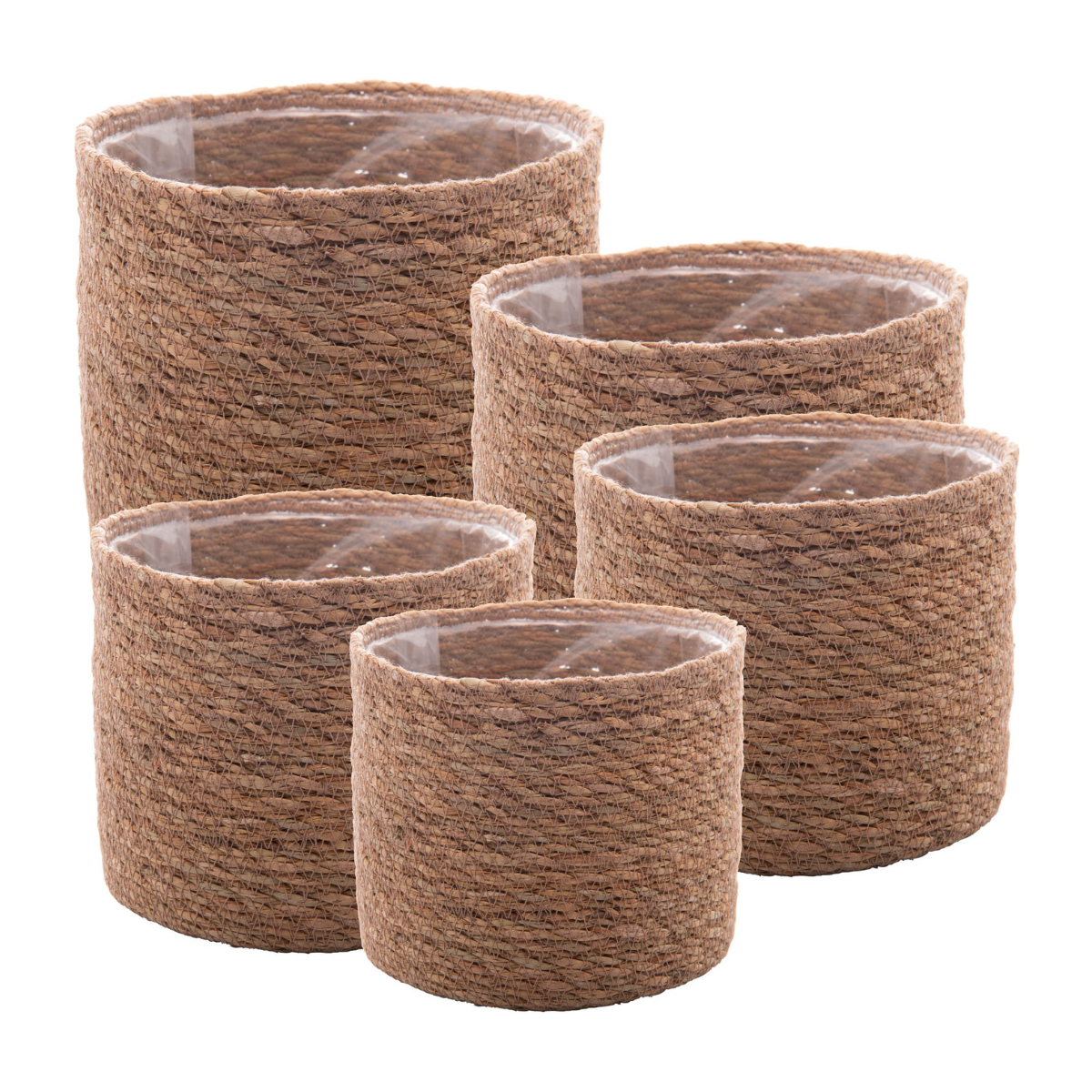 29483 conjunto de 5 cachepots de fibra natural com forro de plastico wolff