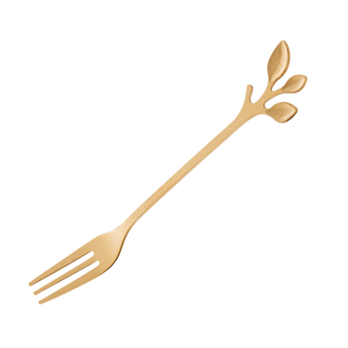 28835 conjunto de 4 garfos para aperitivo em aco inox dourado leaves wolff garfo