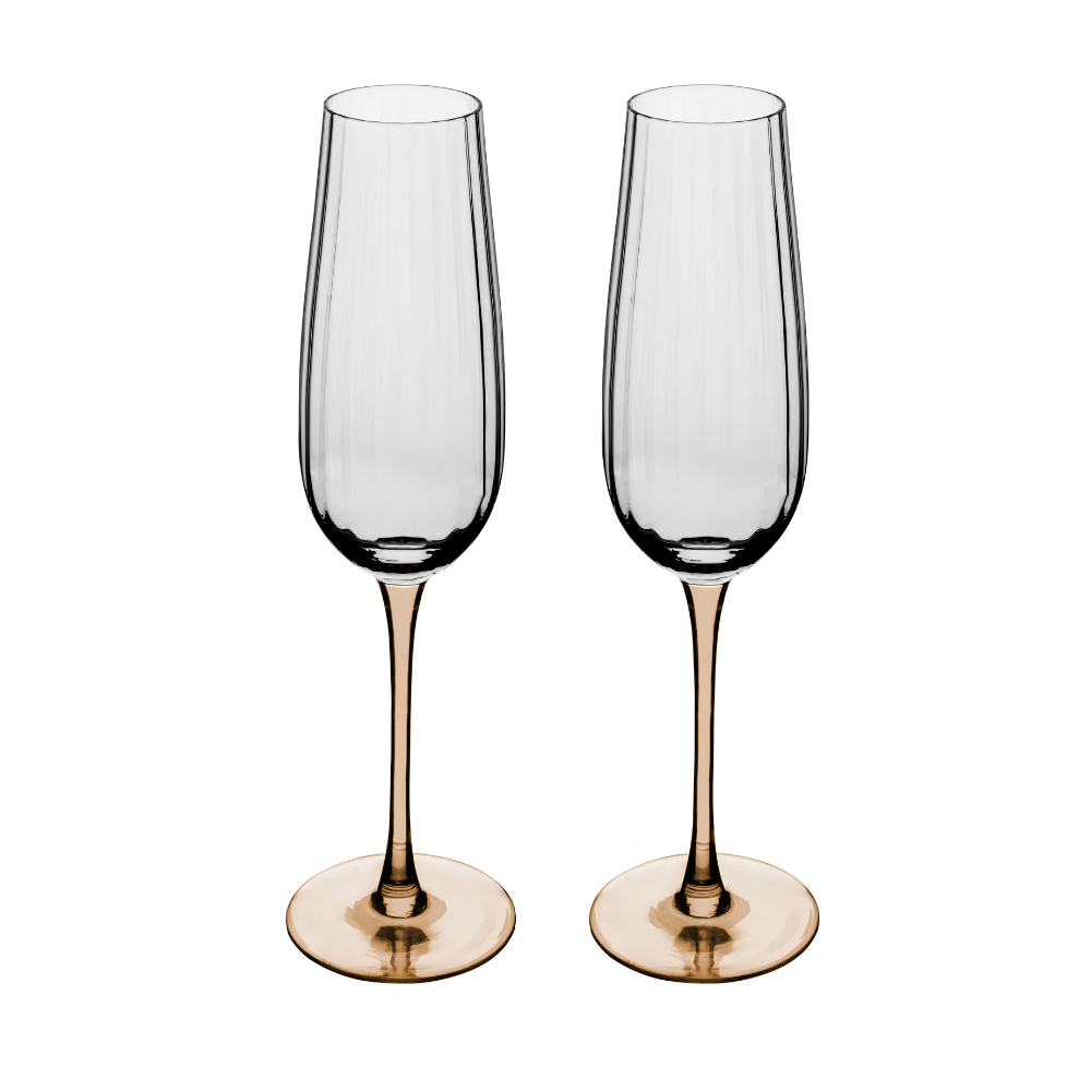 conjunto 2 tacas de champagne de vidro com haste ambar classic 230ml wolff 3