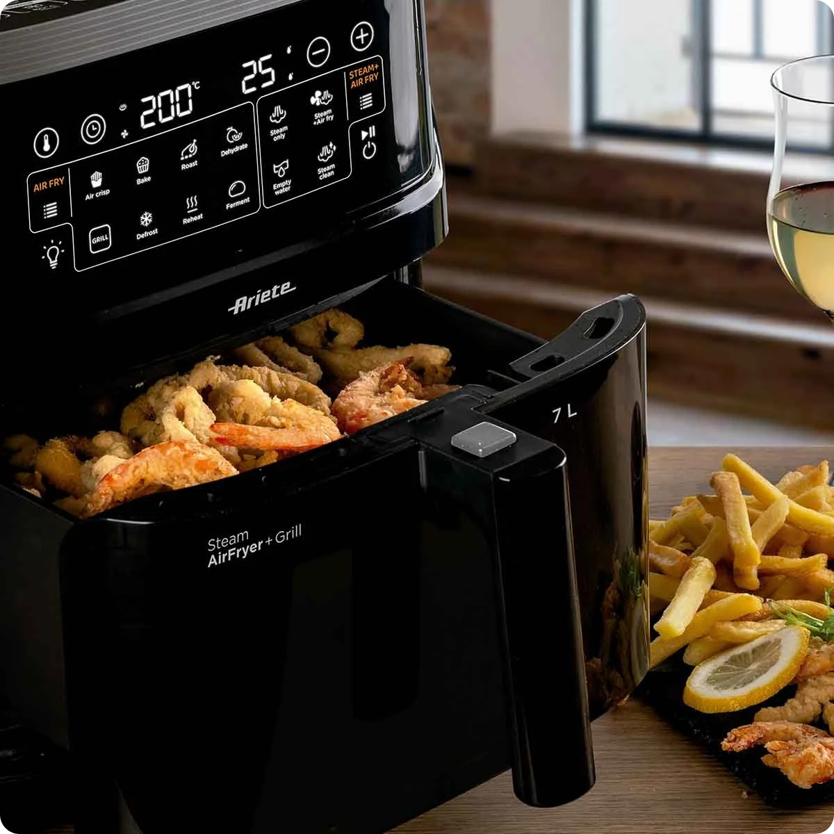 10821 ari i fritadeira air fryer preto steam 7l 1700w 220v ariete ambiental