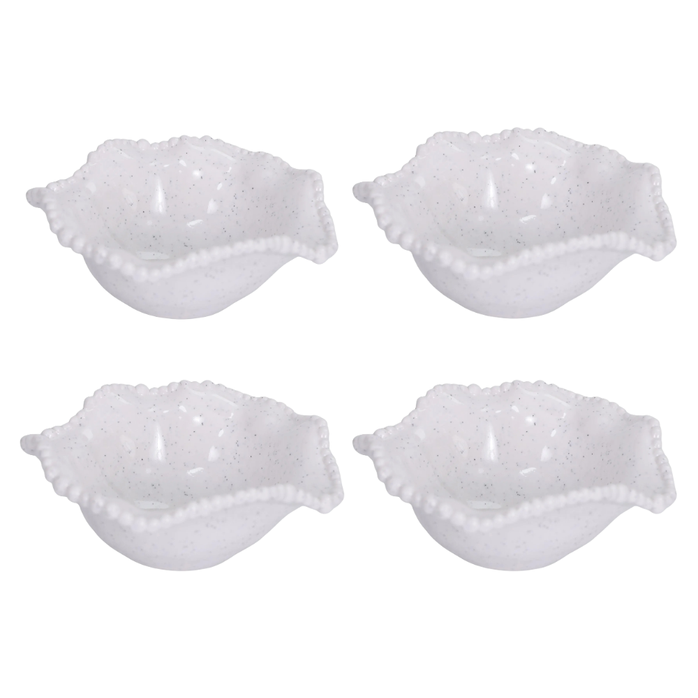 conjunto de bowls em melamina com borda em relevo branco 4 pecas btc