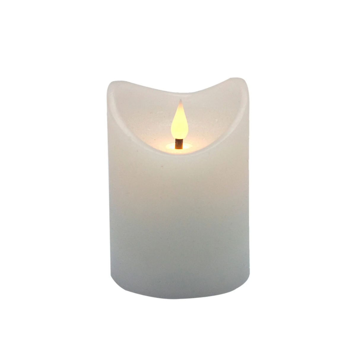 vela decorativa com led em cera branca btc 10cm